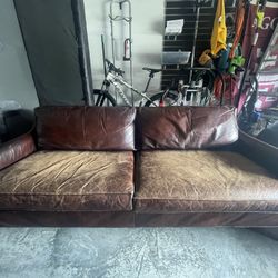 Rustic Pottery Barn Leather Couch