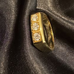 Sterling Silver Gold-plated Moissanite Ring Size 11