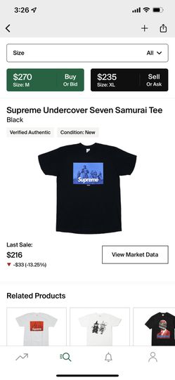 Supreme × UNDERCOVER Seven Samurai Tee 白 Size LARGE Supreme Undercover Seven Samurai Tee Size Medium FW16 White