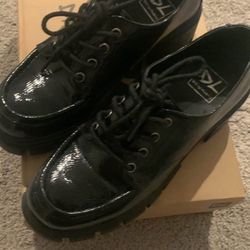 Dirty Laundry Women’s Noyz Black Patent Leather Platform Oxford - New Condition