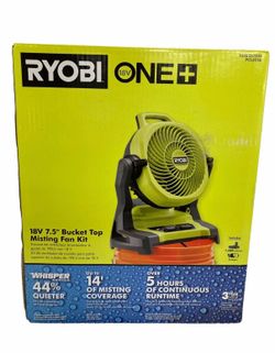 Ryobi PCL851K 18V ONE+ 7.5" Misting Fan Kit Battery Charger Portable Cooling