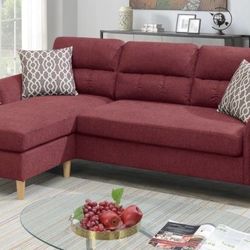 Brand New Red Velvet Reversible Sectional Sofa