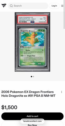2006 Pokémon EX Dragon Frontiers Holo Dragonite ex #91 PSA 8 NM-MT