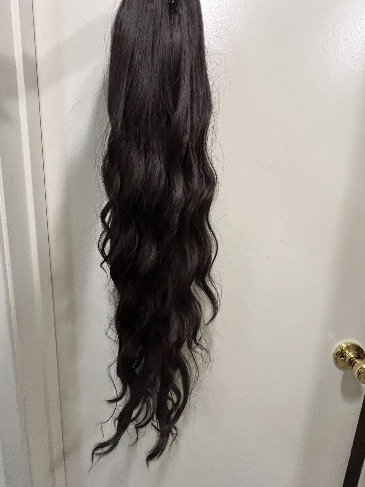 Holiday look: dark brown extra-long realistic wig