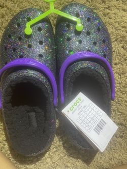 black glittery crocs