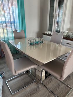 Glass Dining Table with 4 Chairs