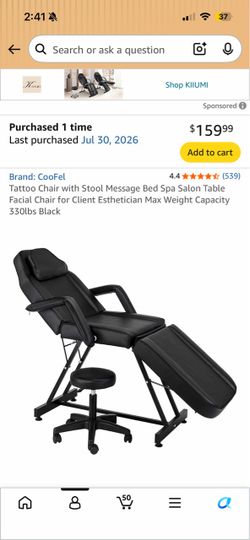 Tattoo chair with tattoo stool