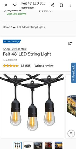 Feit led string light 48ft 24 bulb each box $30