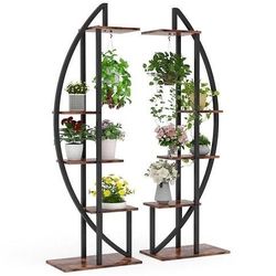 
New Rustic Brown Plant Stand, 5-Tier Curved Flower Display Shelf Pack of 2