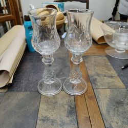 Two Glass Candle Holders 
