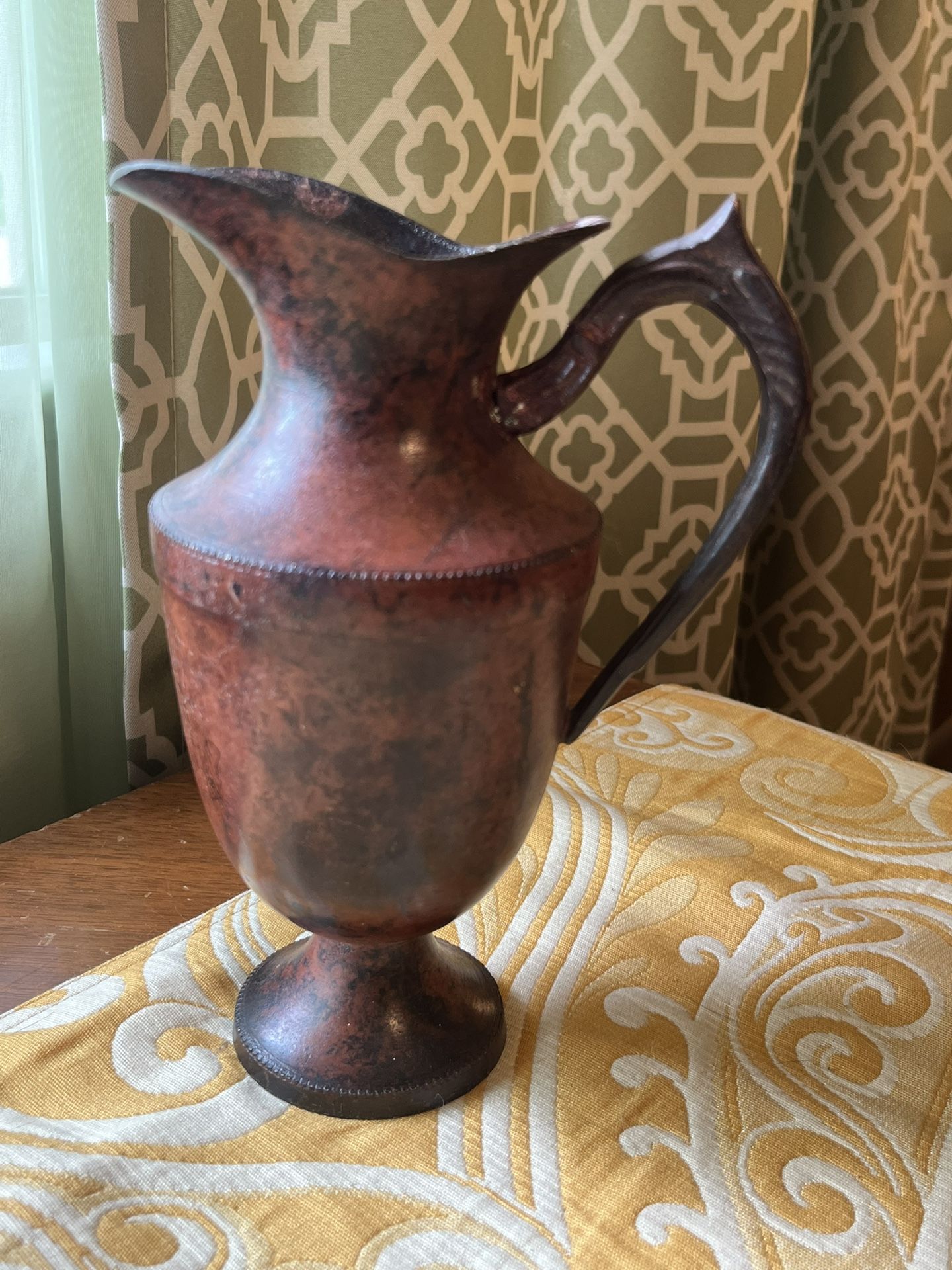 Vintage Footed Metal Pitcher With Handle