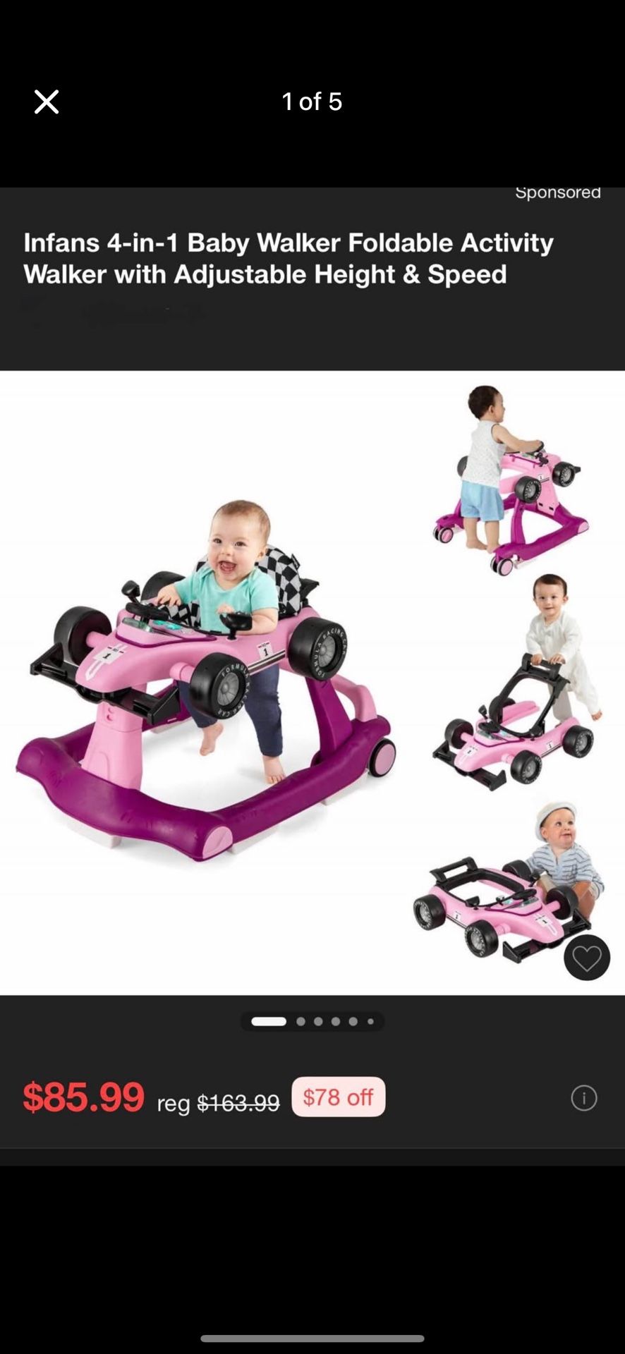 Baby Walker 4 in 1 Activity walker whit adjustable height and speed