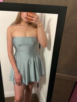 Light Blue Strapless Mini Skater Dress