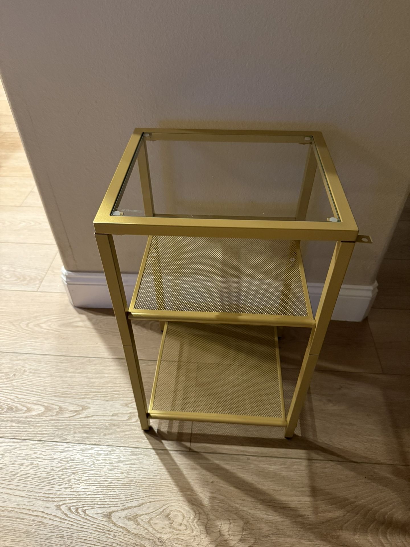 25” Tempered Glass End Table, Gold
