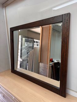 Rustic Distressed Wood Mirror — Beveled Glass, 44.5” x 36” — $79
