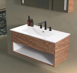 JONATHAN Y Ancillary 3-Hole 36 in. W x 18.25 in. D Classic Contemporary Rectangular Ceramic Single Sink Basin Vanity Top in White