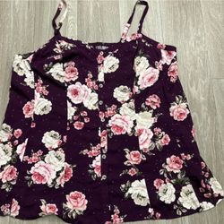 Torrid Purple Fitted Buttoned Tank Top