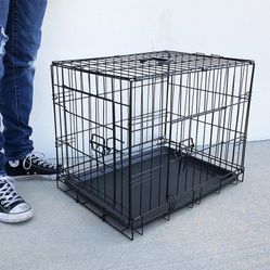 $30 (New in Box) Folding 24” dog cage 2-door folding pet crate kennel w/ tray 24”x17”x19” 