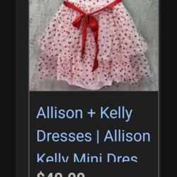 Cute Short Pink Dress With Hearts Size M