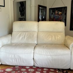 Leather loveseat electric recliner