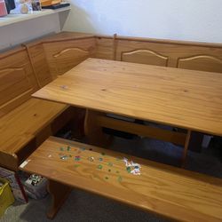 Booth Style Dining Table With Bench & Storage