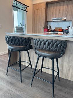 Set of 2 Bar Stools – Dark Grey/Brown | Wayfair | Kitchen Island Perfect
