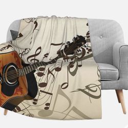 Guitar and Notes Throw Blanket 50"X60"  New 