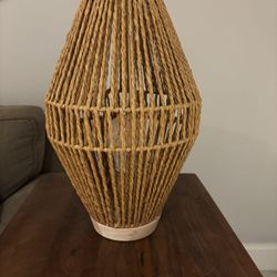 West Elm Woven Raffia Accent Lamp 12” H x 8” W