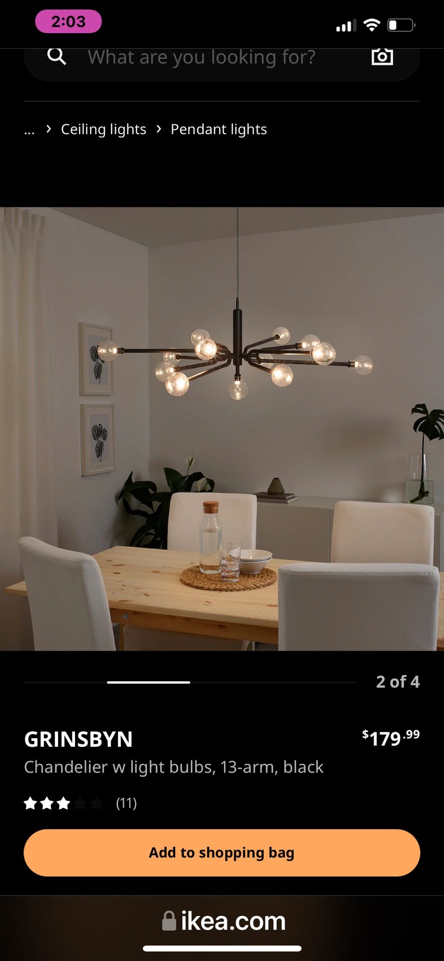 Chandelier Grinsbyn IKEA Design Willy Chong