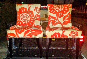 Pair of Floral Upholstered Accent Chairs
