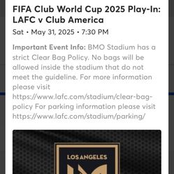 FIFA Club World Cup 2025 Play-In: LAFC v Club America Sat • May 31, 2025 • 7:30 PM