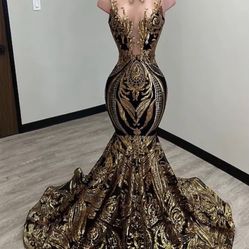 Gold And Black Prom Dress 