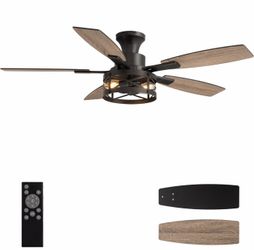 52 Inch Flush Mount Ceiling Fans with Lights and Remote Control