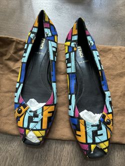 Fendi Multi Colored Zucca Spalmati Ballet Flats Size 40