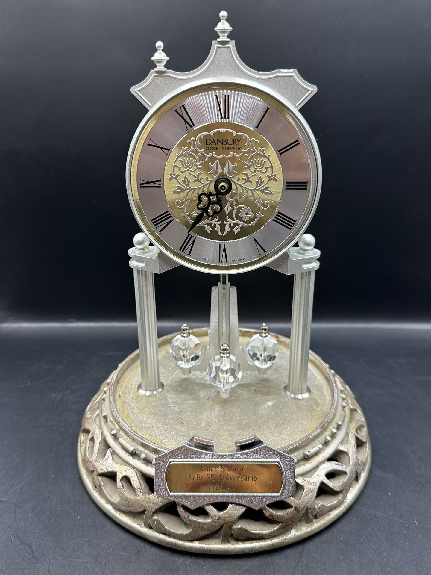 Danbury Clock Company ANNIVERSARY Quartz Dome Brass Vintage Clock