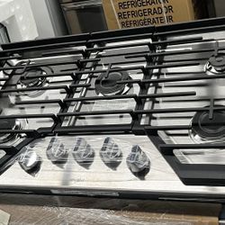 New Whirlpool Stainless Steel Gas Built In 36” Cooktop 