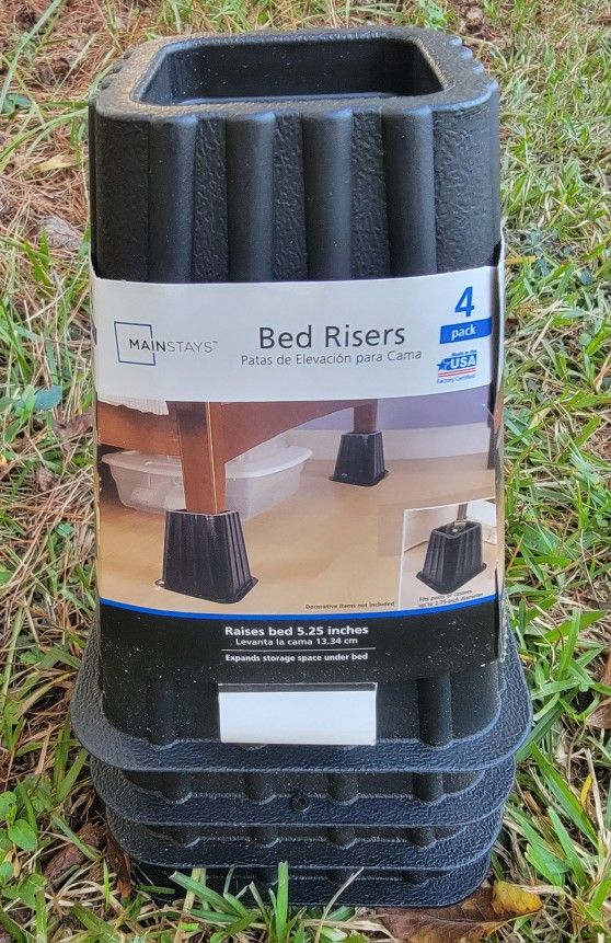 Brand New Mainstays Home Management Tall Bed Or Futon Risers, Black, 4-Pack