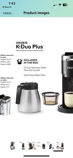 KEURIG K-Duo Plus 12-Cup Coffee Maker and Single Serve K-Cup Brewer Black