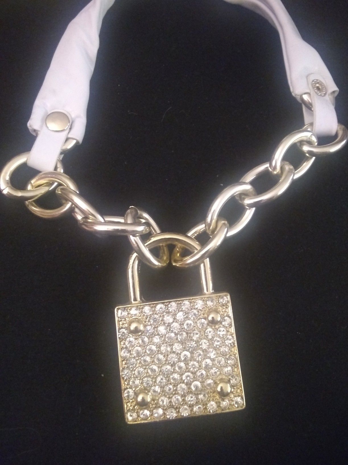 18k plated big iced put choker necklace