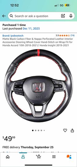 Carbon Fiber Steering Wheel Wrap