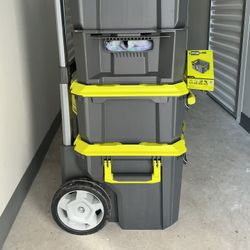 RYOBI - (1) 22.2in LINK Rolling Tool Box with (2) LINK Medium Tool Box & (2) LINK Tool Crate Modular Storage System 