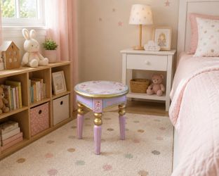 Kids size Hand-Painted Floral Wooden Stool