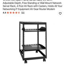 VEVOR 15U Open Frame Server Rack, 23-40 in Adjustable Depth, Free Standing or Wall Mount Network Server Rack