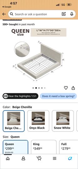 Queen bed frame