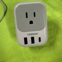 Type E F Plug Adapter USB C, TESSAN Germany France Power Adaptor, Schuko Outlet with 3 USB Ports, Travel Plug for US to Europe EU Spain Iceland Korea 