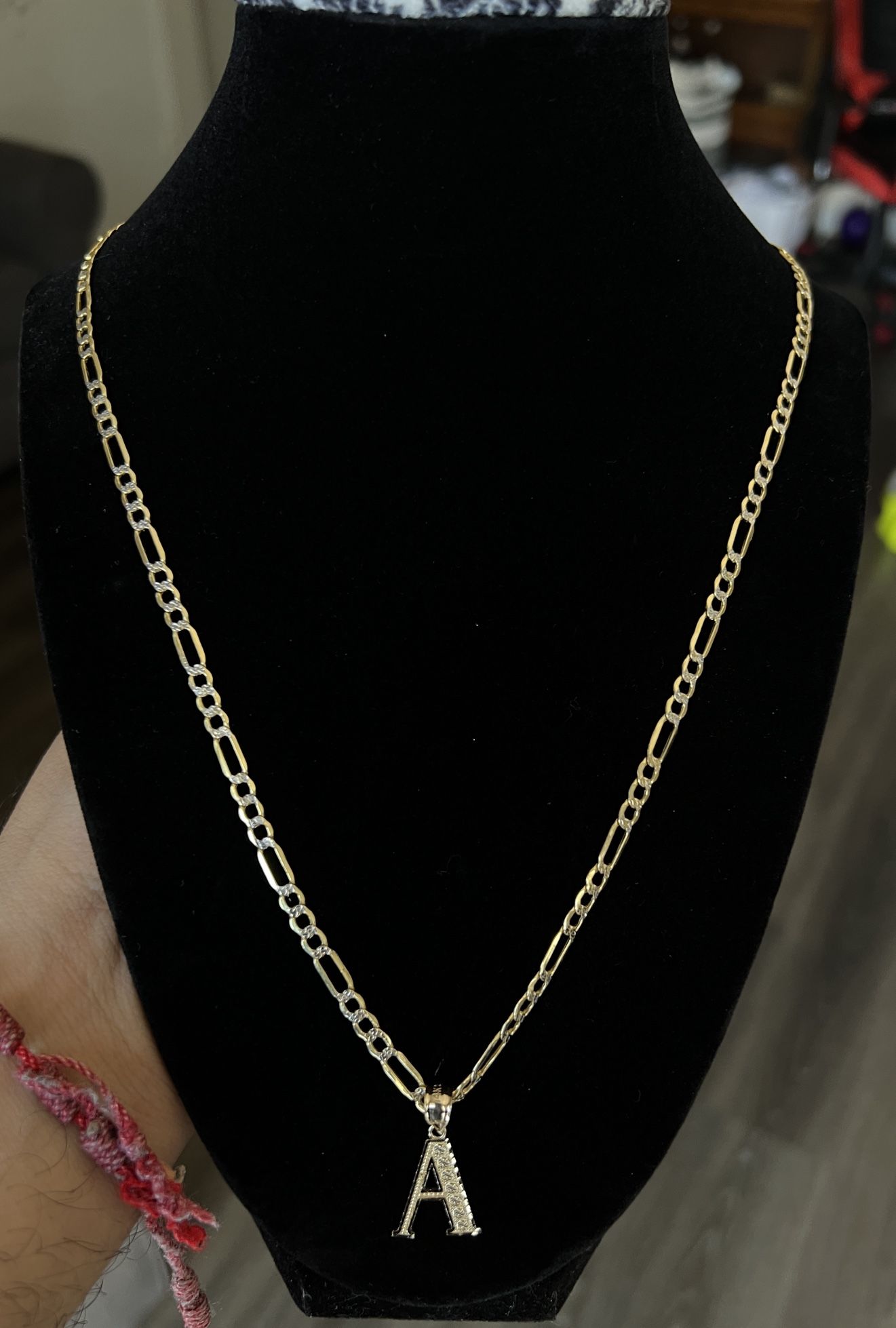 14k Figaro Chain With Pendant 