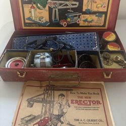 Vintage Erector Set. Appears to be complete and includes small building (not pictured). What you see in photo is what you get. $50 firm, local pickup 