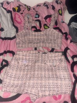 Pink skirt and top matching set