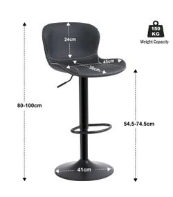 Set Adjustable Bar Stool with Back and Footrest