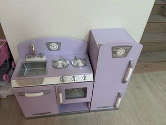KidKraft Retro Play Kitchen & Refrigerator – Lavender (2-Piece Set)